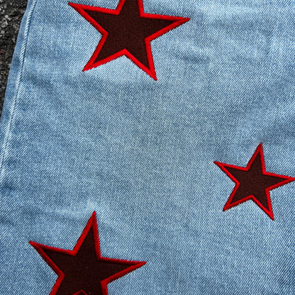 Star Embroidered Denim Short