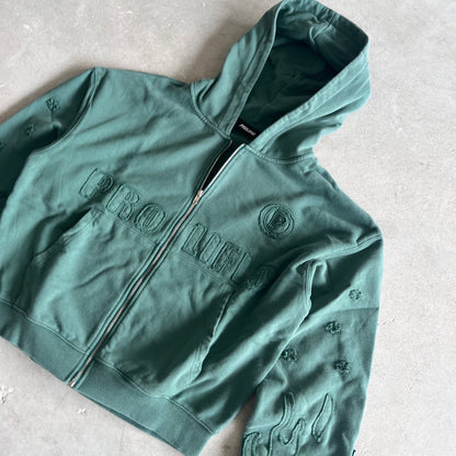 Fabric Patch Hoodie - Green/Green