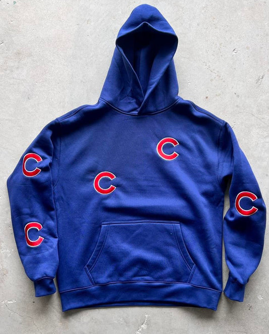 Cubs 5 spot custom embroidered hoodie. STORY SALE