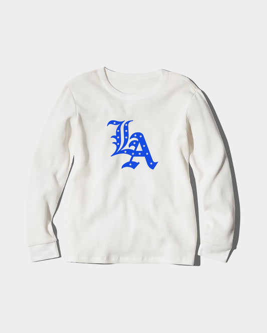 Los Angeles Rhinestone Waffle Knit Long Sleeve