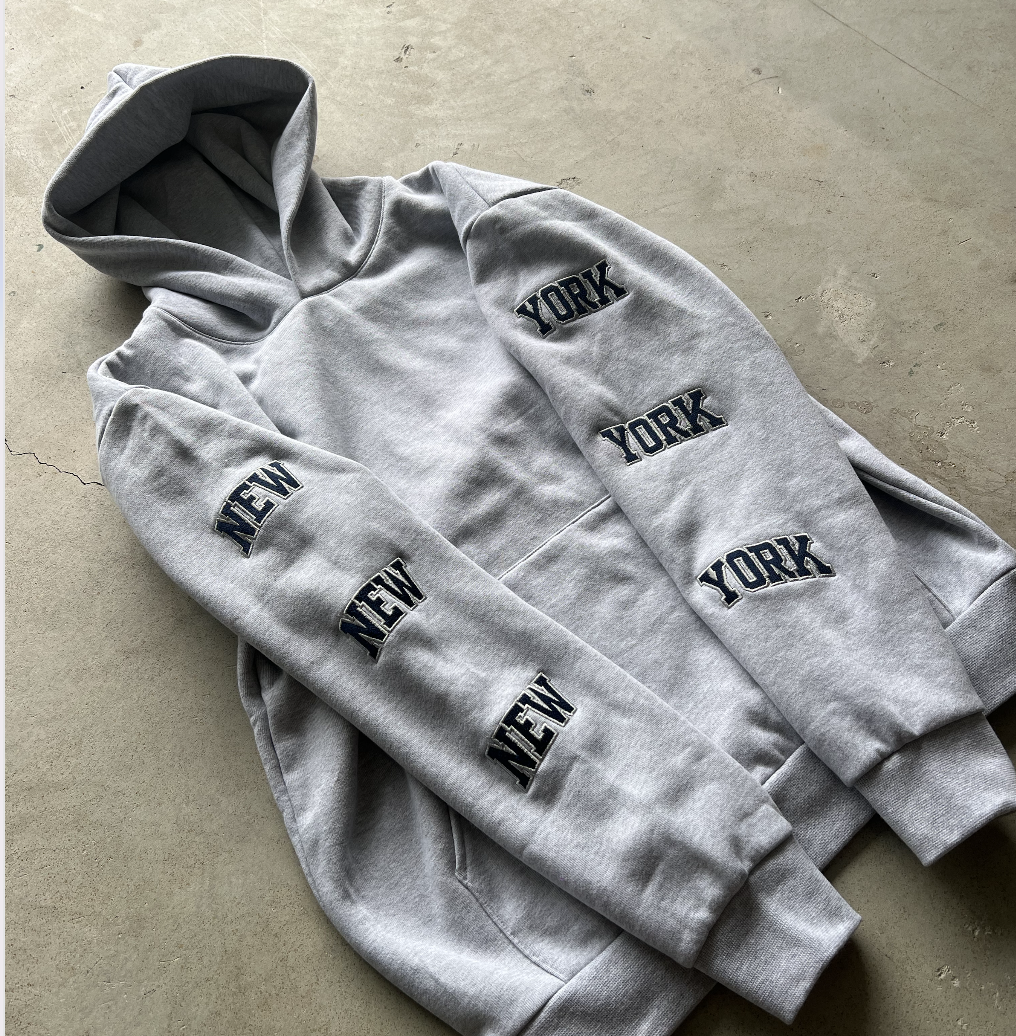 New York NYC Hoodie embroidered - Gray