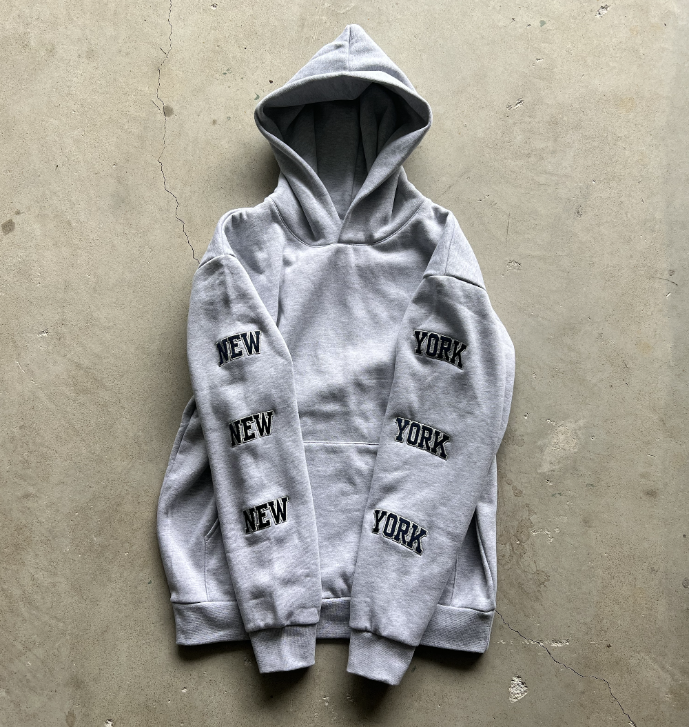 New York NYC Hoodie embroidered - Gray