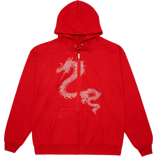 Dragon Rhinestone Hoodie - Red