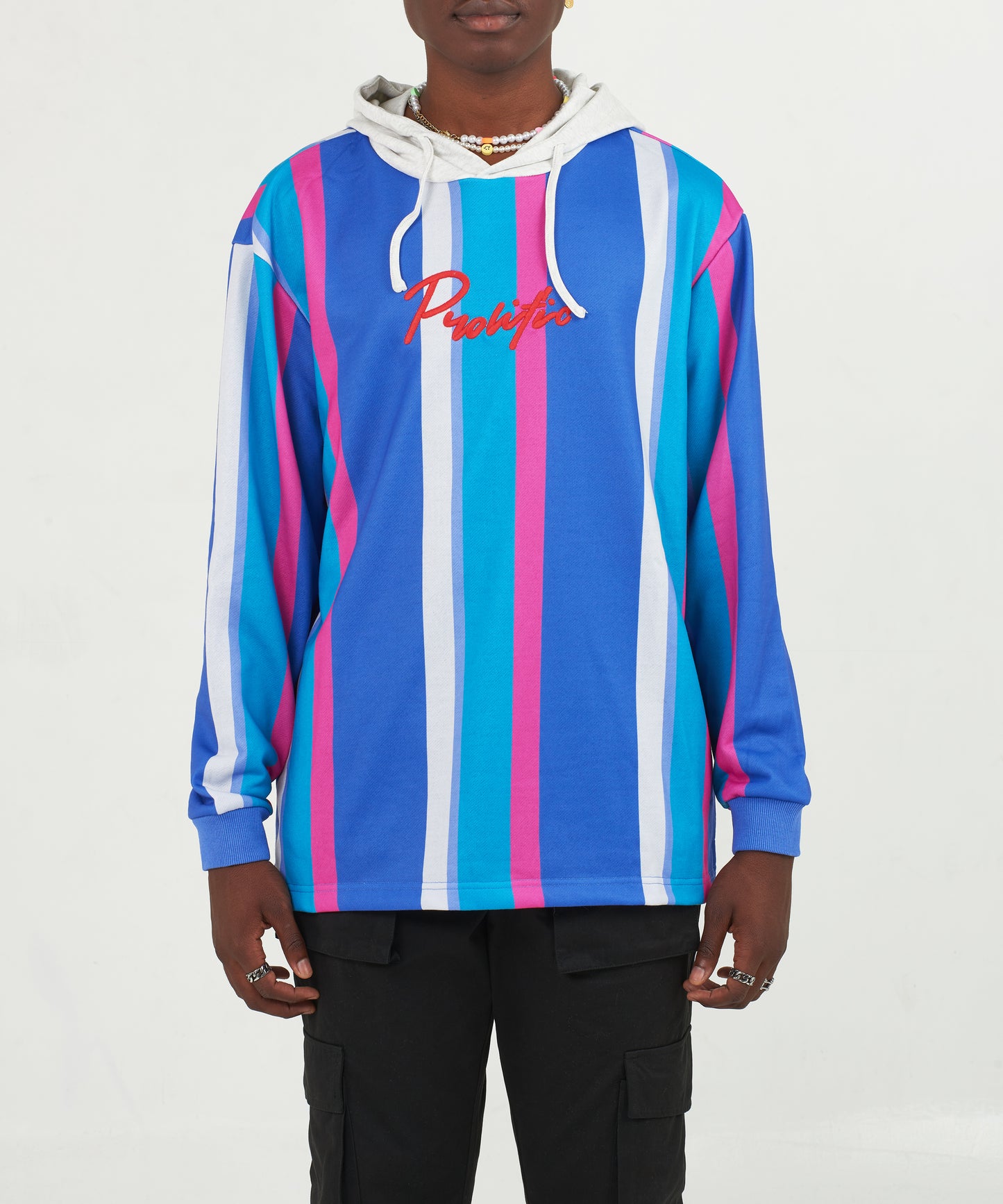 Striped Pullover Hoodie - Blue